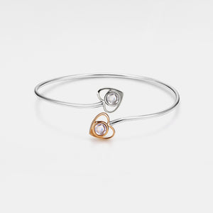 Two Heart Photo Projection Bangle Bracelet