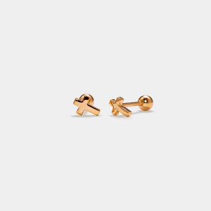 Tiny Small Cross Screw Back Stud Earrings