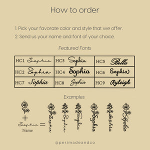 Custom Name Birth Flower Pendant Necklace