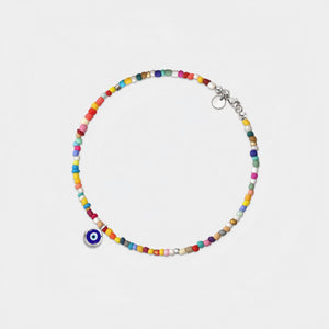 Boho Evil Eye Nazar Rainbow Bead Anklet