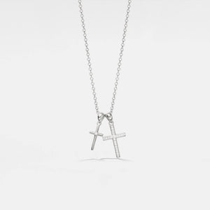 Double Cross Charm Pendant Necklace