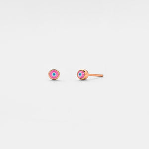 Tiny Pink Turkish Evil Eye Nazar Stud Earrings