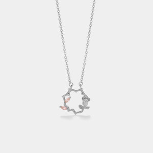 Pink Rose Flower Couple Matching Necklace