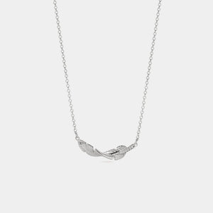 Horizontal Feather Charm Pendant Necklace