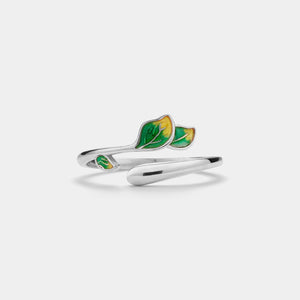 Green Olive Tree Leaf Stacking Bypass Ring