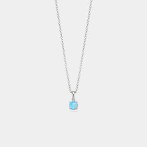 Small Round Opal Cabochon Charm Necklace