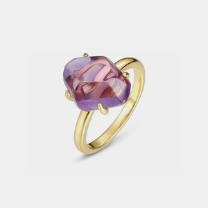 Natural Amethyst Crystal Statement Ring
