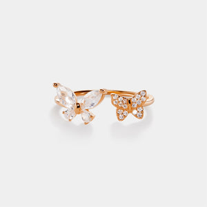 Two Butterfly Open Statement Cocktail Ring