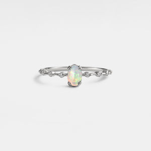 Oval Natural Opal Cabochon Stacking Ring