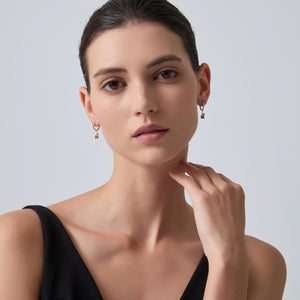 Dainty Orange Fruit Drop Hoop Earrings