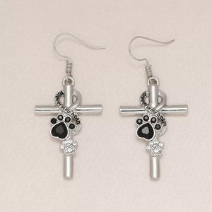 Infinity Paw Cross Dangle Drop Earrings - Perimade & Co.