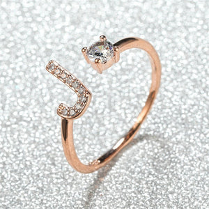 Initial Letter Adjustable Stacking Ring - Perimade & Co.