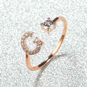 Initial Letter Adjustable Stacking Ring - Perimade & Co.