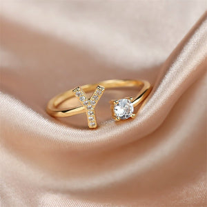 Initial Letter Adjustable Stacking Ring - Perimade & Co.