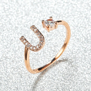 Initial Letter Adjustable Stacking Ring - Perimade & Co.