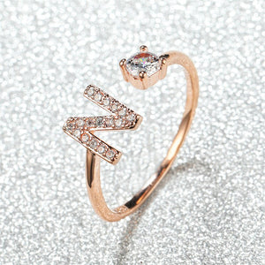 Initial Letter Adjustable Stacking Ring - Perimade & Co.