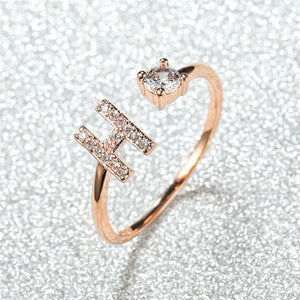 Initial Letter Adjustable Stacking Ring - Perimade & Co.