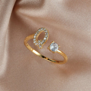 Initial Letter Adjustable Stacking Ring - Perimade & Co.