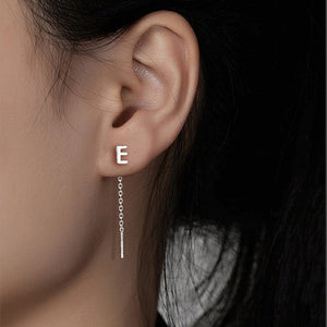 Initial Letter Dangle Drop Threader Earrings - Perimade & Co.