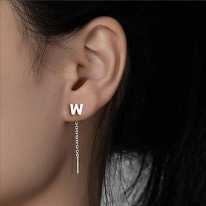 Initial Letter Dangle Drop Threader Earrings - Perimade & Co.