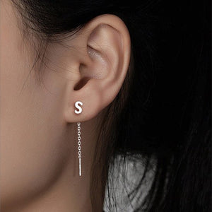 Initial Letter Dangle Drop Threader Earrings - Perimade & Co.