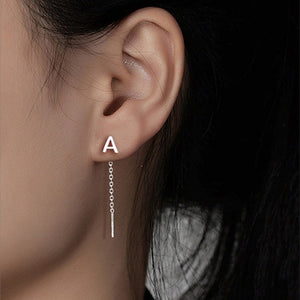 Initial Letter Dangle Drop Threader Earrings - Perimade & Co.