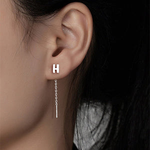 Initial Letter Dangle Drop Threader Earrings - Perimade & Co.