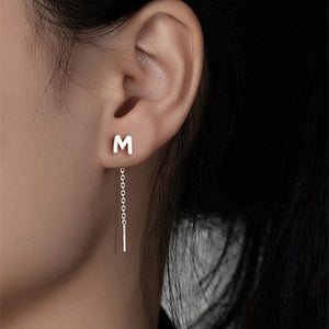 Initial Letter Dangle Drop Threader Earrings - Perimade & Co.