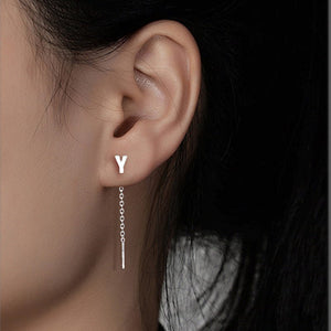 Initial Letter Dangle Drop Threader Earrings - Perimade & Co.