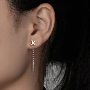 Initial Letter Dangle Drop Threader Earrings - Perimade & Co.