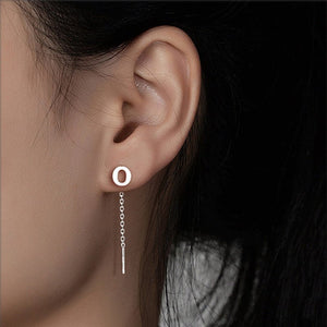 Initial Letter Dangle Drop Threader Earrings - Perimade & Co.