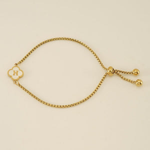 Initial Letter Four Leaf Clover Charm Bracelet - Perimade & Co.