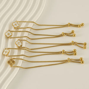 Initial Letter Four Leaf Clover Charm Bracelet - Perimade & Co.