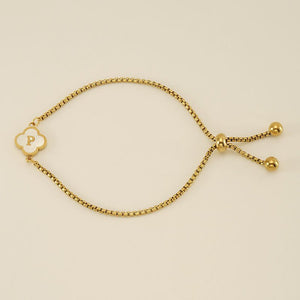 Initial Letter Four Leaf Clover Charm Bracelet - Perimade & Co.