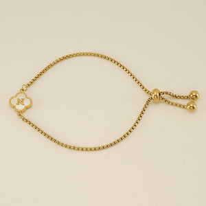 Initial Letter Four Leaf Clover Charm Bracelet - Perimade & Co.