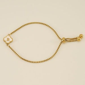 Initial Letter Four Leaf Clover Charm Bracelet - Perimade & Co.