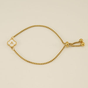 Initial Letter Four Leaf Clover Charm Bracelet - Perimade & Co.