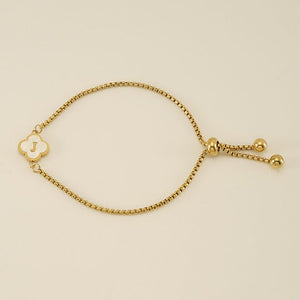 Initial Letter Four Leaf Clover Charm Bracelet - Perimade & Co.