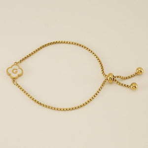Initial Letter Four Leaf Clover Charm Bracelet - Perimade & Co.