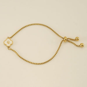 Initial Letter Four Leaf Clover Charm Bracelet - Perimade & Co.