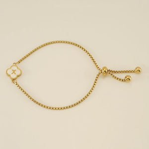 Initial Letter Four Leaf Clover Charm Bracelet - Perimade & Co.