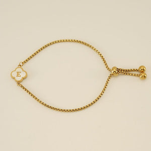 Initial Letter Four Leaf Clover Charm Bracelet - Perimade & Co.