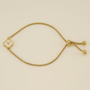 Initial Letter Four Leaf Clover Charm Bracelet - Perimade & Co.