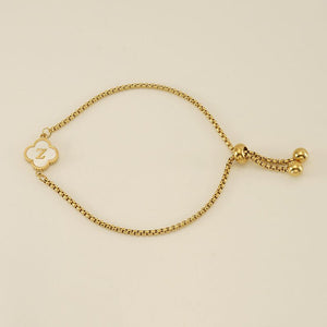 Initial Letter Four Leaf Clover Charm Bracelet - Perimade & Co.