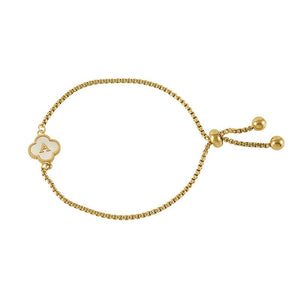 Initial Letter Four Leaf Clover Charm Bracelet - Perimade & Co.