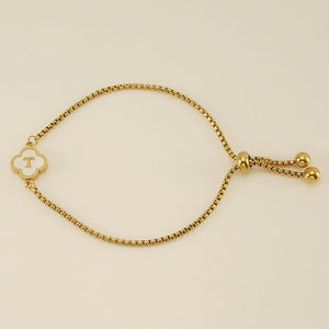 Initial Letter Four Leaf Clover Charm Bracelet - Perimade & Co.
