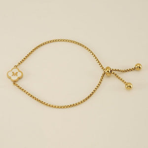 Initial Letter Four Leaf Clover Charm Bracelet - Perimade & Co.