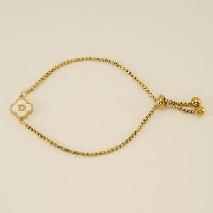 Initial Letter Four Leaf Clover Charm Bracelet - Perimade & Co.