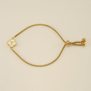 Initial Letter Four Leaf Clover Charm Bracelet - Perimade & Co.