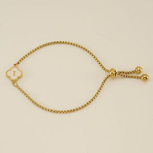 Initial Letter Four Leaf Clover Charm Bracelet - Perimade & Co.